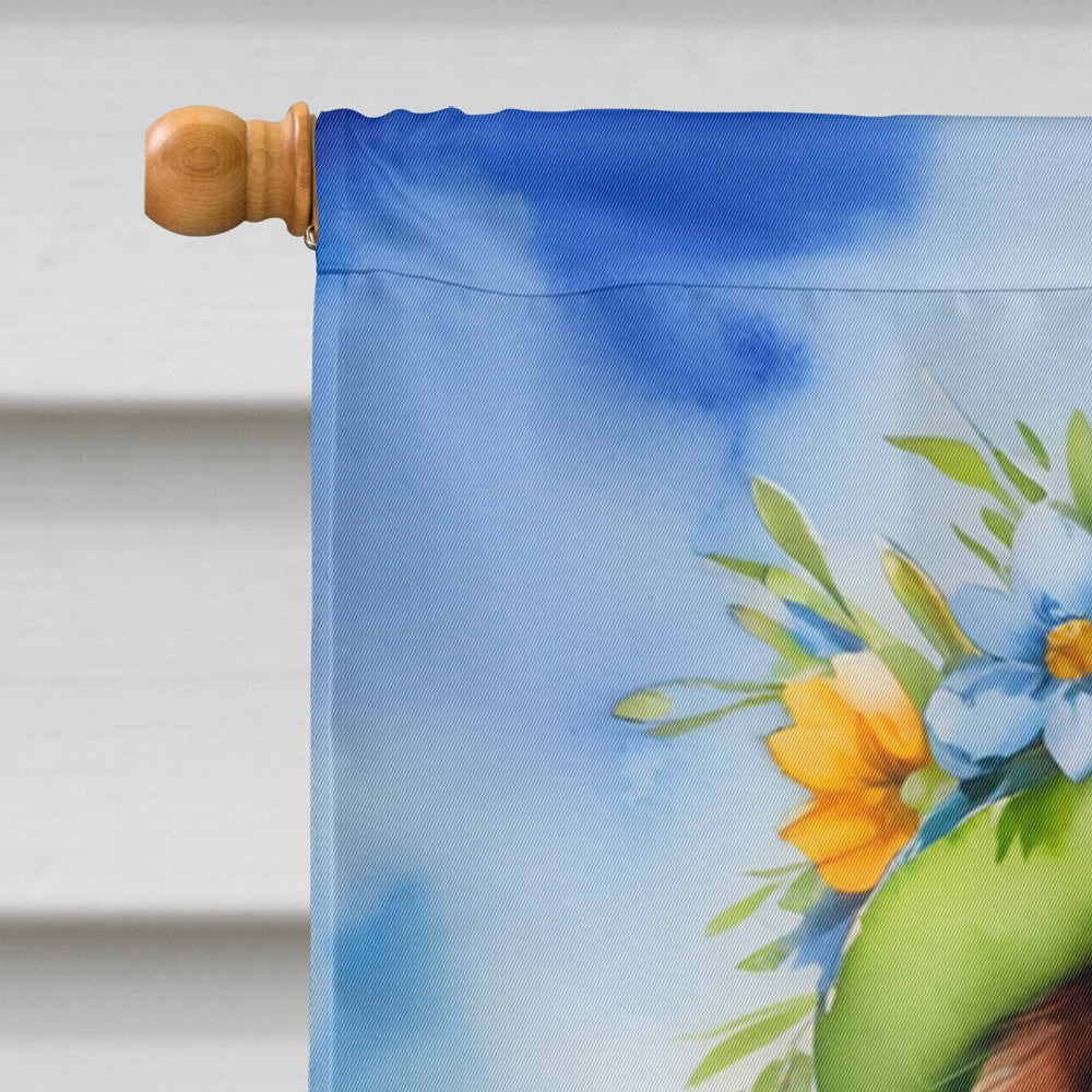 Welsh Springer Spaniel Easter Egg Hunt House Flag 28x40 Porch Sleeve Pole Decorative Outside Yard Banner Artwork Wall Hanging, Polyester