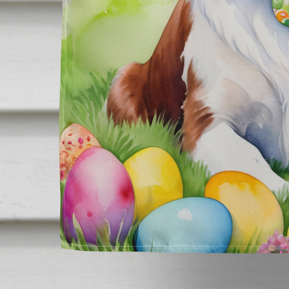 Welsh Springer Spaniel Easter Egg Hunt House Flag 28x40 Porch Sleeve Pole Decorative Outside Yard Banner Artwork Wall Hanging, Polyester