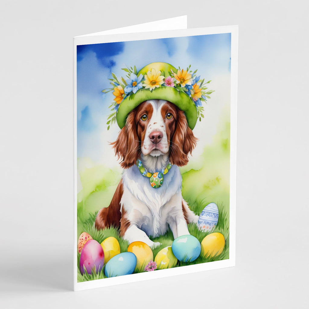 Welsh Springer Spaniel Easter Egg Hunt Greeting Cards Pack of 8 Blank Cards with Envelopes Whimsical A7 Size 5x7