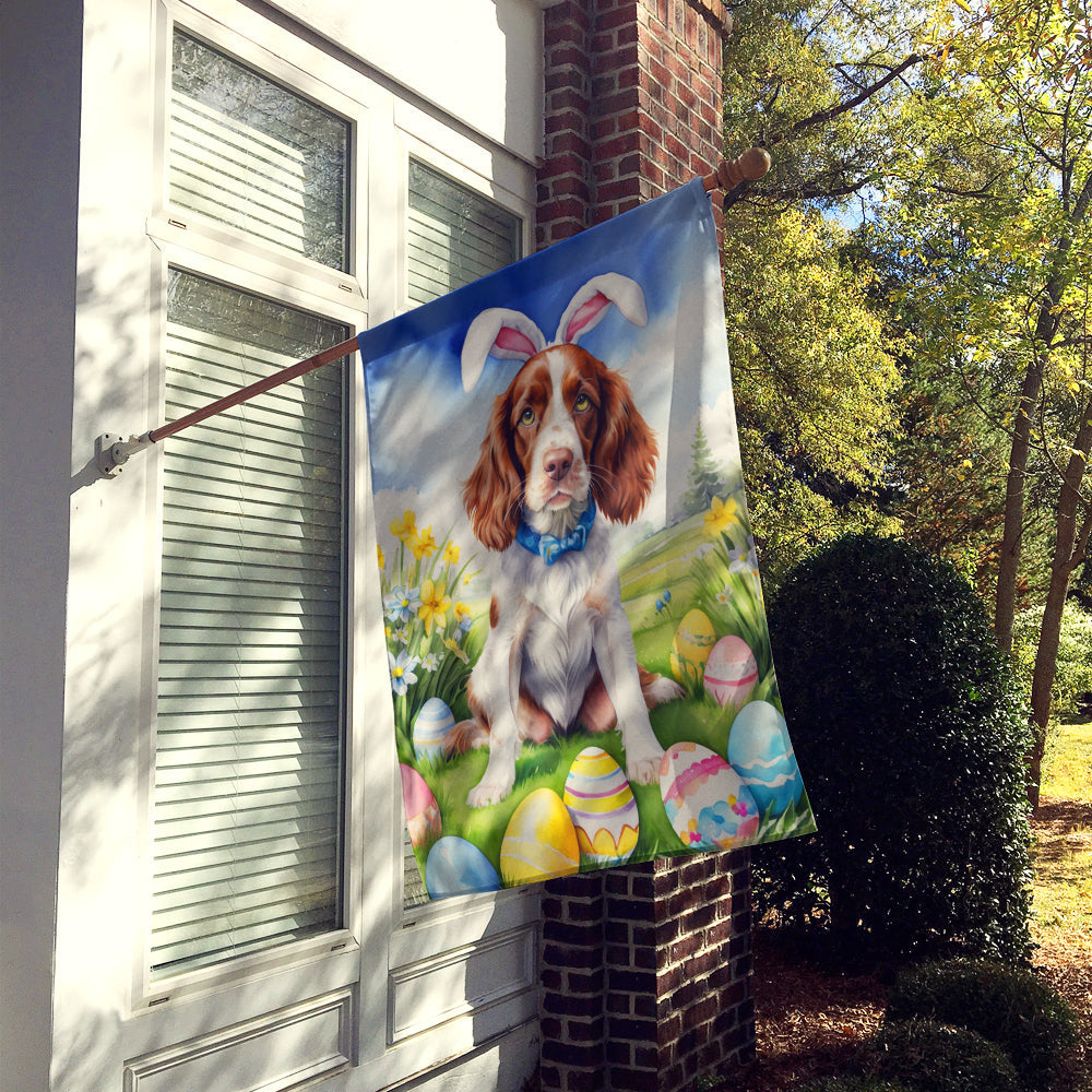 Welsh Springer Spaniel Easter Egg Hunt House Flag 28x40 Porch Sleeve Pole Decorative Outside Yard Banner Artwork Wall Hanging, Polyester