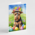 Welsh Terrier Easter Egg Hunt Greeting Cards Pack of 8 Blank Cards with Envelopes Whimsical A7 Size 5x7
