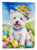Westie Easter Egg Hunt House Flag 28x40 Porch Sleeve Pole Decorative Outside Yard Banner Artwork Wall Hanging, Polyester
