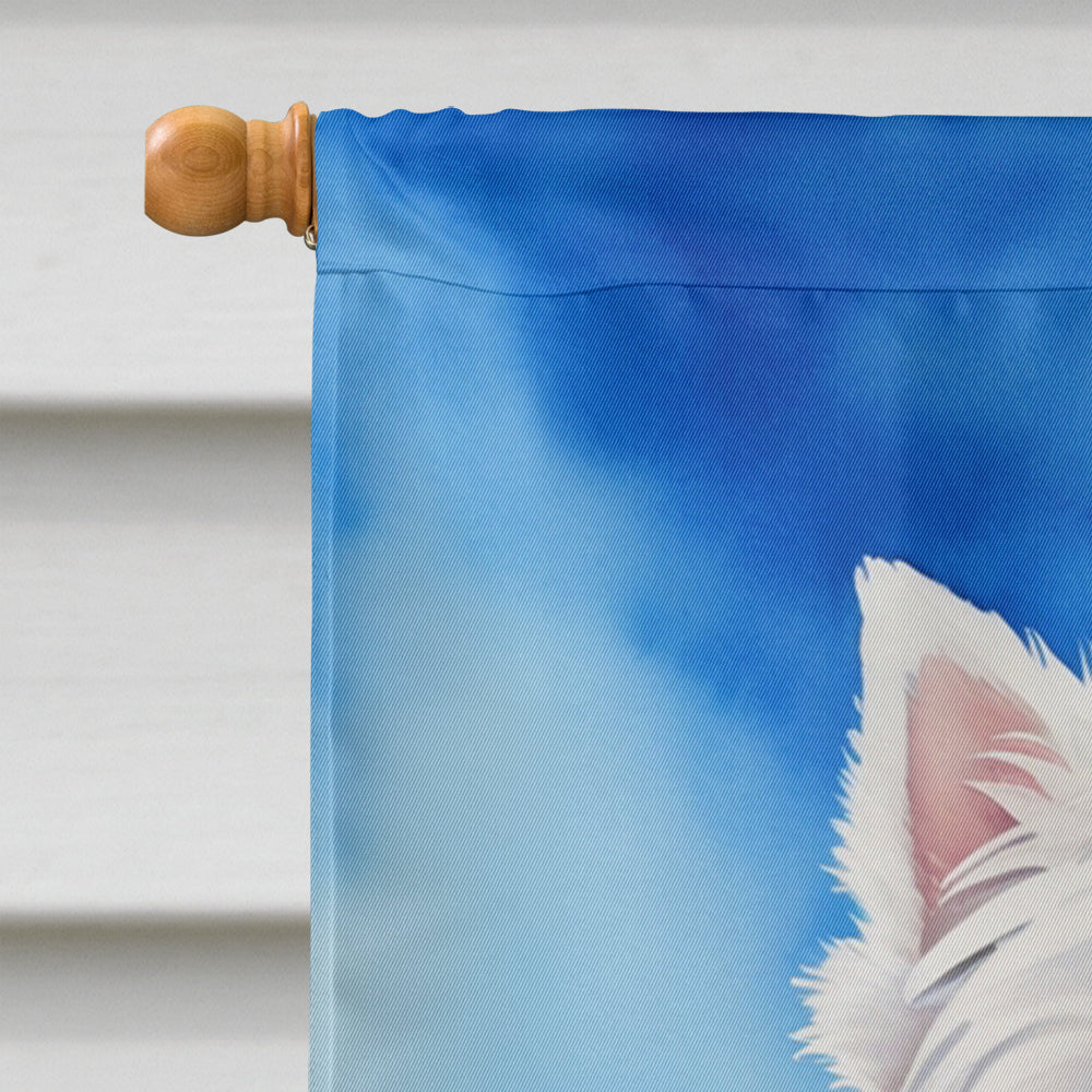 Westie Easter Egg Hunt House Flag 28x40 Porch Sleeve Pole Decorative Outside Yard Banner Artwork Wall Hanging, Polyester