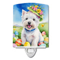 Westie Easter Egg Hunt Ceramic Night Light Compact, UL-Certified, Ideal for Bedroom, Bathroom, Nursery, Hallway, Kitchen, 6x4x3, Multicolor