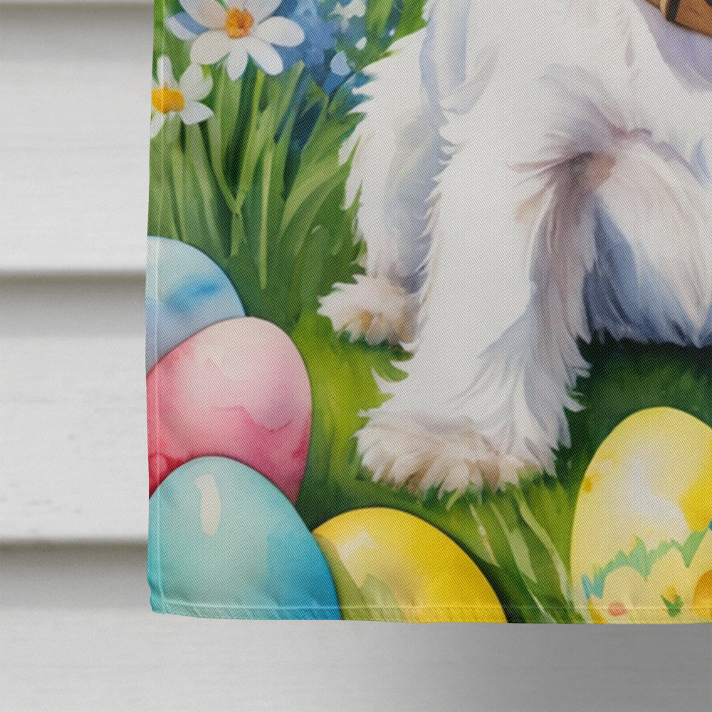 Westie Easter Egg Hunt House Flag 28x40 Porch Sleeve Pole Decorative Outside Yard Banner Artwork Wall Hanging, Polyester