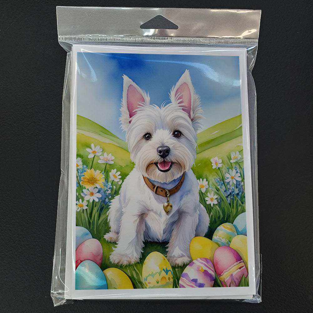 Westie Easter Egg Hunt Greeting Cards Pack of 8 Blank Cards with Envelopes Whimsical A7 Size 5x7