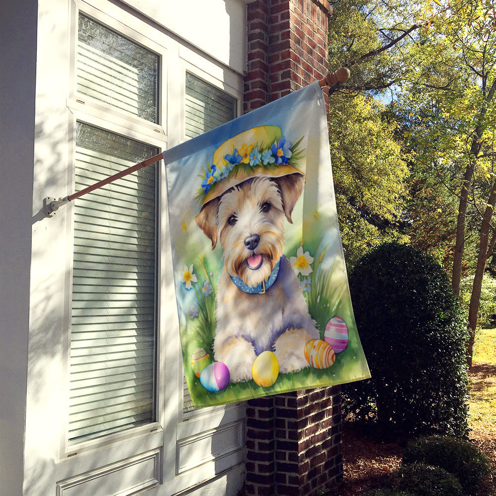 Wheaten Terrier Easter Egg Hunt House Flag 28x40 Porch Sleeve Pole Decorative Outside Yard Banner Artwork Wall Hanging, Polyester