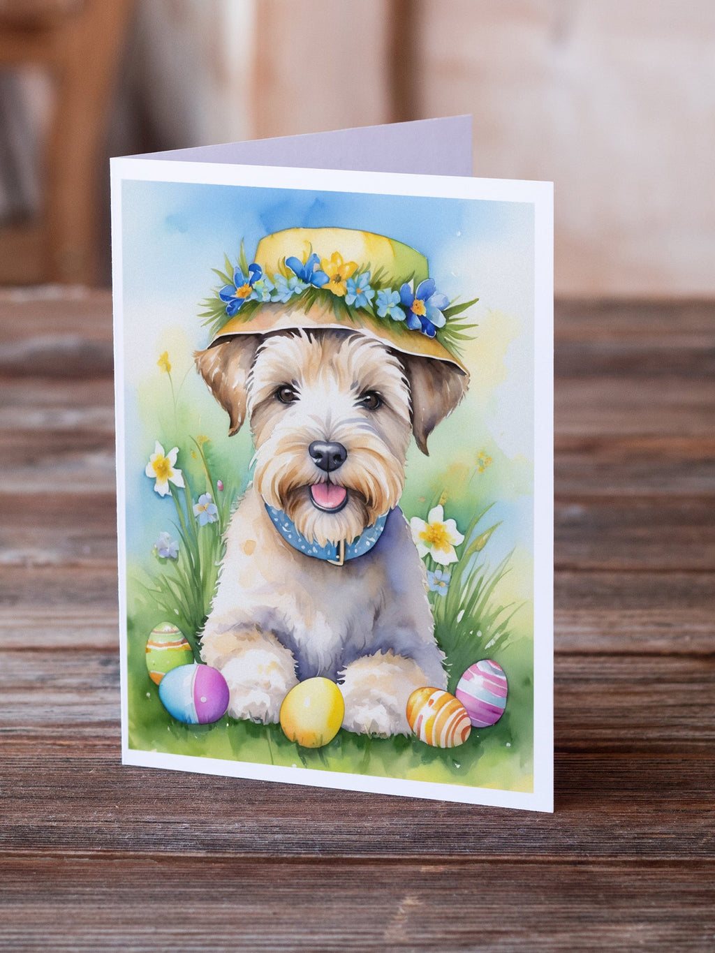 Wheaten Terrier Easter Egg Hunt Greeting Cards Pack of 8 Blank Cards with Envelopes Whimsical A7 Size 5x7