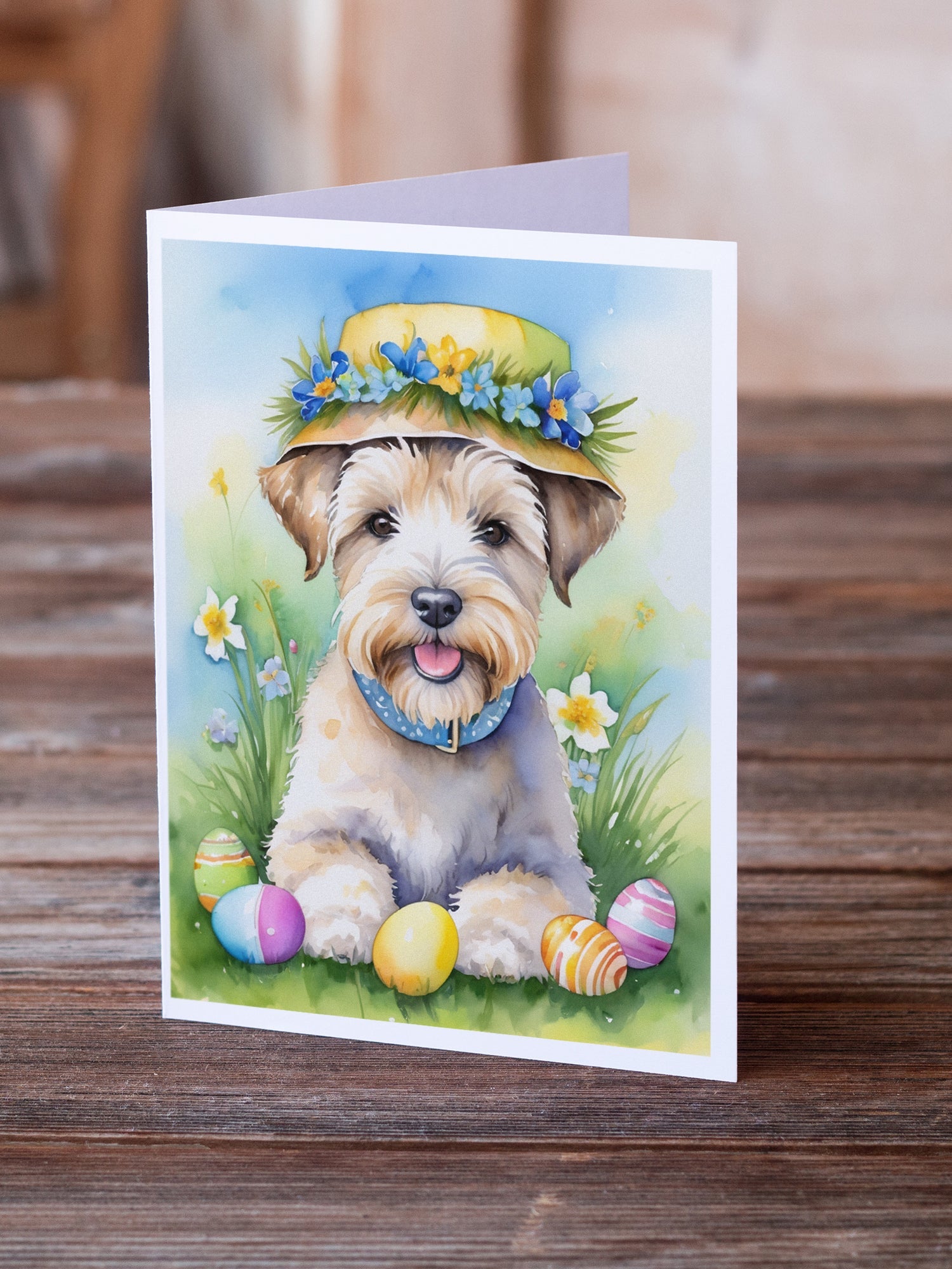 Wheaten Terrier Easter Egg Hunt Greeting Cards Pack of 8 Blank Cards with Envelopes Whimsical A7 Size 5x7