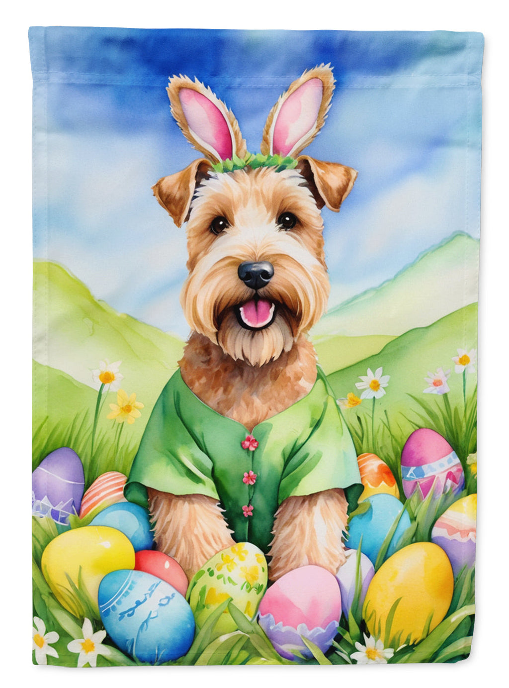 Wheaten Terrier Easter Egg Hunt House Flag 28x40 Porch Sleeve Pole Decorative Outside Yard Banner Artwork Wall Hanging, Polyester
