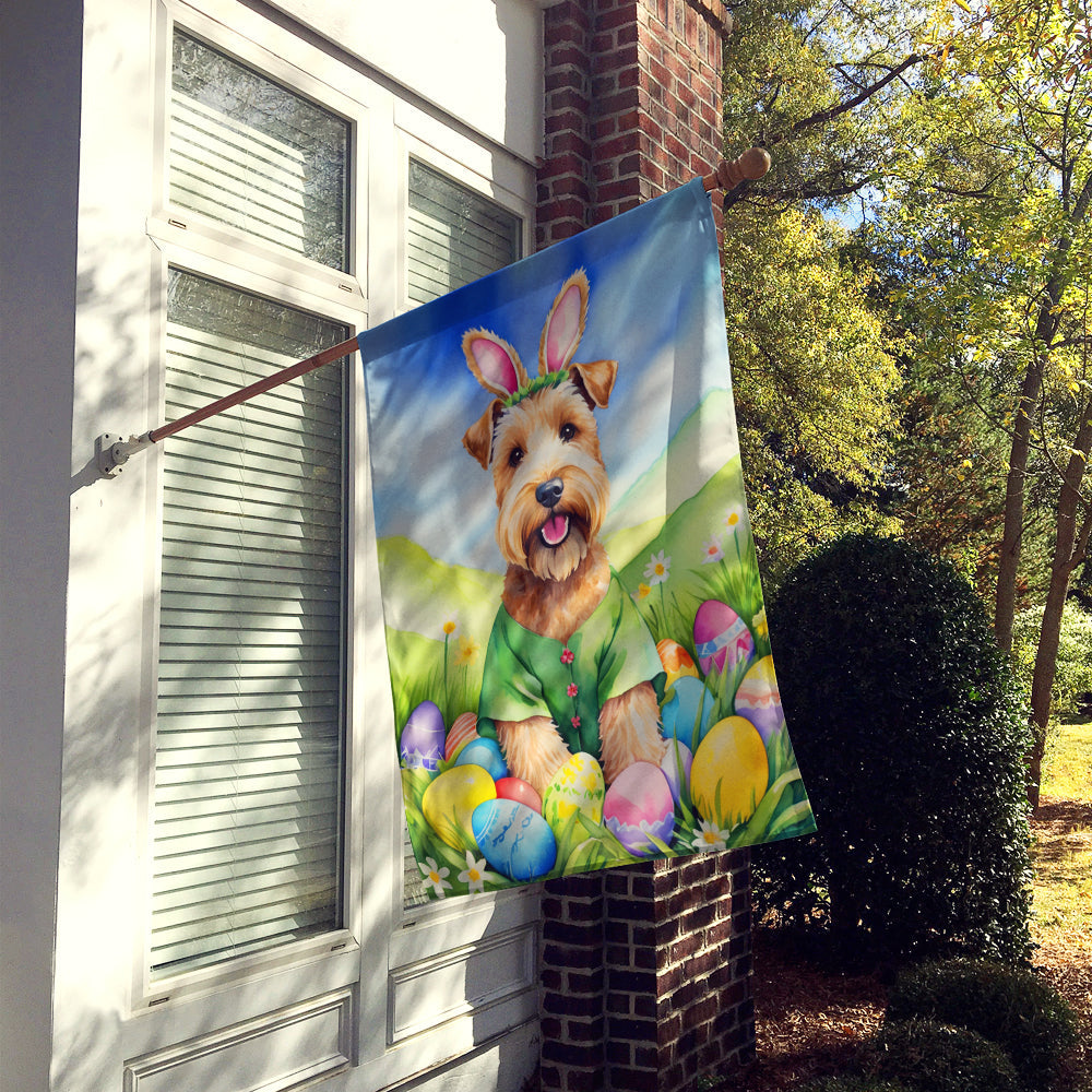 Wheaten Terrier Easter Egg Hunt House Flag 28x40 Porch Sleeve Pole Decorative Outside Yard Banner Artwork Wall Hanging, Polyester