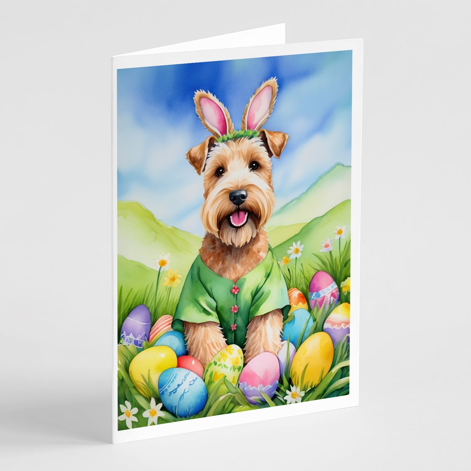 Wheaten Terrier Easter Egg Hunt Greeting Cards Pack of 8 Blank Cards with Envelopes Whimsical A7 Size 5x7