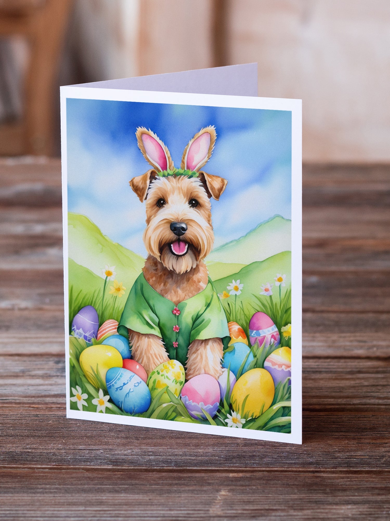 Wheaten Terrier Easter Egg Hunt Greeting Cards Pack of 8 Blank Cards with Envelopes Whimsical A7 Size 5x7