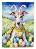 Whippet Easter Egg Hunt House Flag 28x40 Porch Sleeve Pole Decorative Outside Yard Banner Artwork Wall Hanging, Polyester