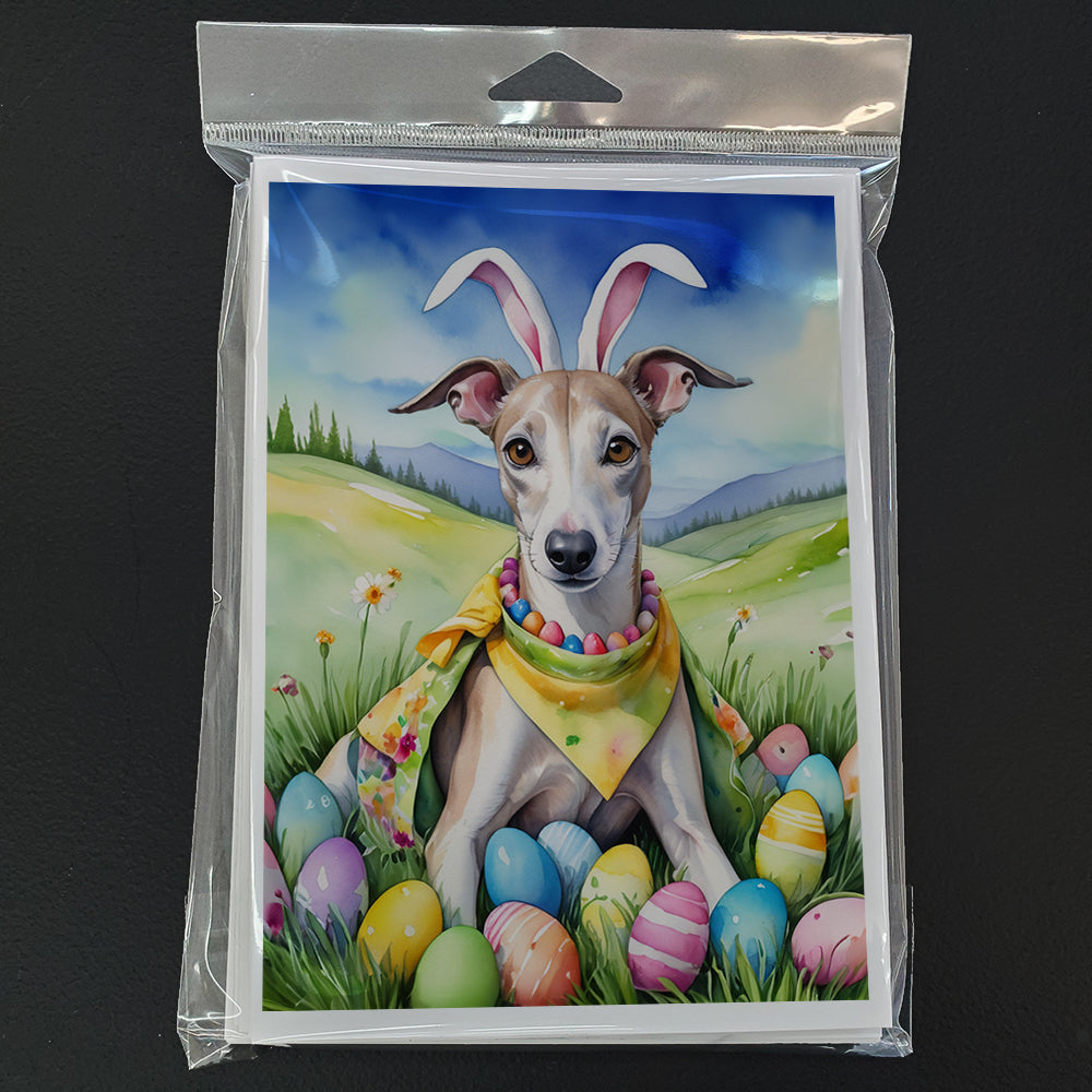 Whippet Easter Egg Hunt Greeting Cards Pack of 8 Blank Cards with Envelopes Whimsical A7 Size 5x7