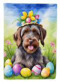 Wirehaired Pointing Griffon Easter Egg Hunt House Flag 28x40 Porch Sleeve Pole Decorative Outside Yard Banner Artwork Wall Hanging, Polyester