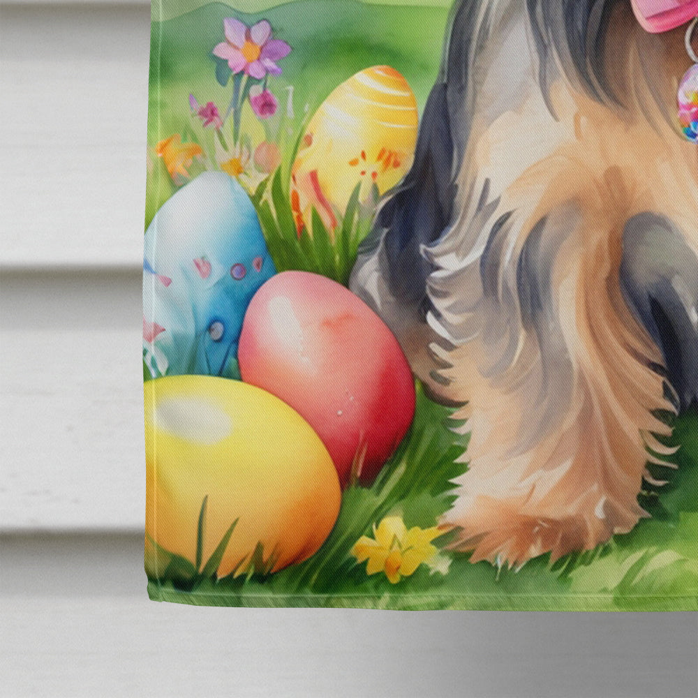 Yorkshire Terrier Easter Egg Hunt House Flag 28x40 Porch Sleeve Pole Decorative Outside Yard Banner Artwork Wall Hanging, Polyester