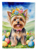 Yorkshire Terrier Easter Egg Hunt House Flag 28x40 Porch Sleeve Pole Decorative Outside Yard Banner Artwork Wall Hanging, Polyester