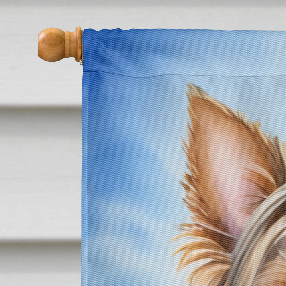 Yorkshire Terrier Easter Egg Hunt House Flag 28x40 Porch Sleeve Pole Decorative Outside Yard Banner Artwork Wall Hanging, Polyester
