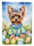 Yorkshire Terrier Easter Egg Hunt House Flag 28x40 Porch Sleeve Pole Decorative Outside Yard Banner Artwork Wall Hanging, Polyester