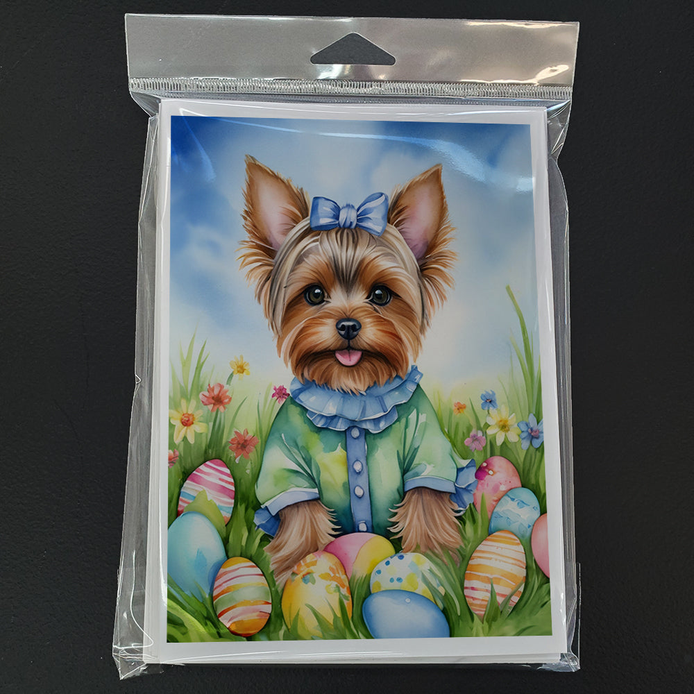 Yorkshire Terrier Easter Egg Hunt Greeting Cards Pack of 8 Blank Cards with Envelopes Whimsical A7 Size 5x7