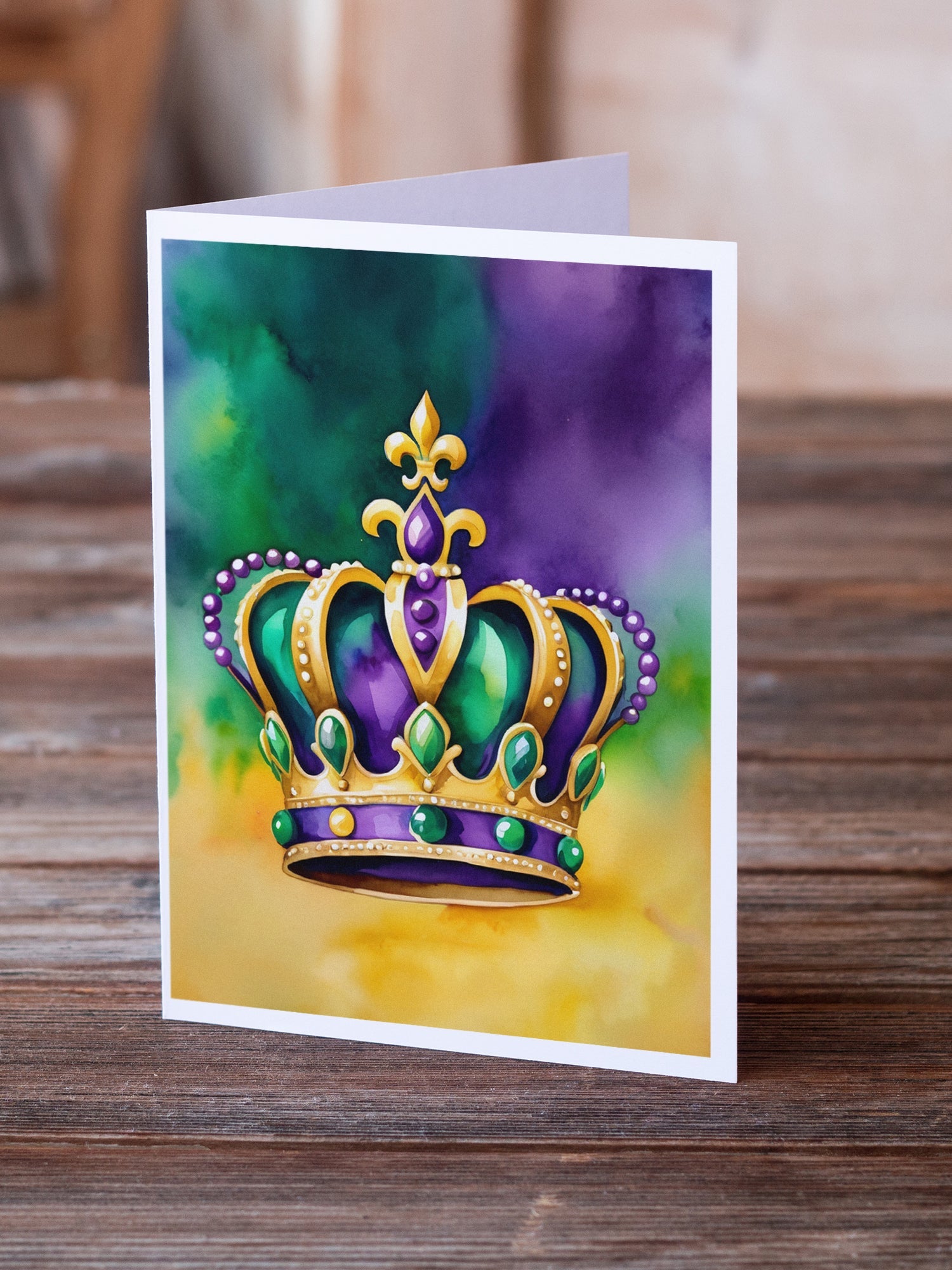 King's Mardi Gras Crown Greeting Cards Pack of 8 Blank Cards with Envelopes Whimsical A7 Size 5x7