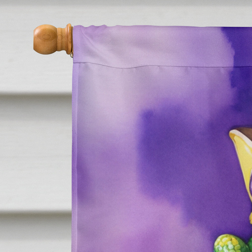 Alligator King of Mardi Gras House Flag 28x40 Porch Sleeve Pole Decorative Outside Yard Banner Artwork Wall Hanging, Polyester
