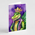 Alligator King of Mardi Gras Greeting Cards Pack of 8 Blank Cards with Envelopes Whimsical A7 Size 5x7