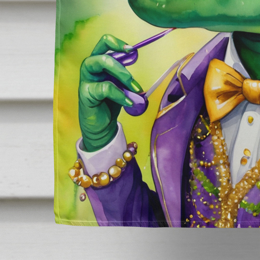 Alligator King of Mardi Gras House Flag 28x40 Porch Sleeve Pole Decorative Outside Yard Banner Artwork Wall Hanging, Polyester