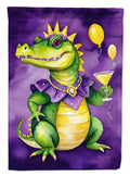 Alligator Mardi Gras House Flag 28x40 Porch Sleeve Pole Decorative Outside Yard Banner Artwork Wall Hanging, Polyester
