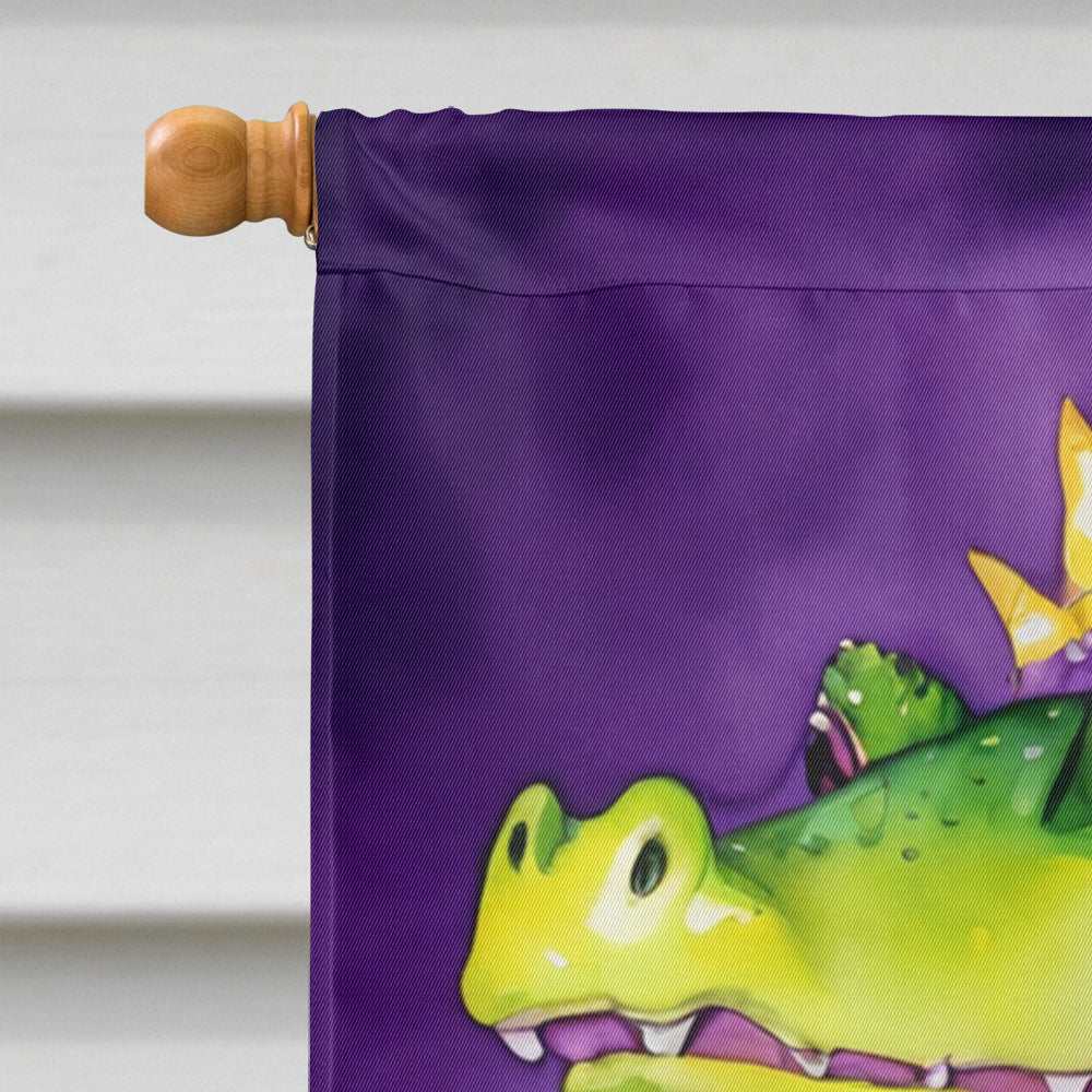Alligator Mardi Gras House Flag 28x40 Porch Sleeve Pole Decorative Outside Yard Banner Artwork Wall Hanging, Polyester