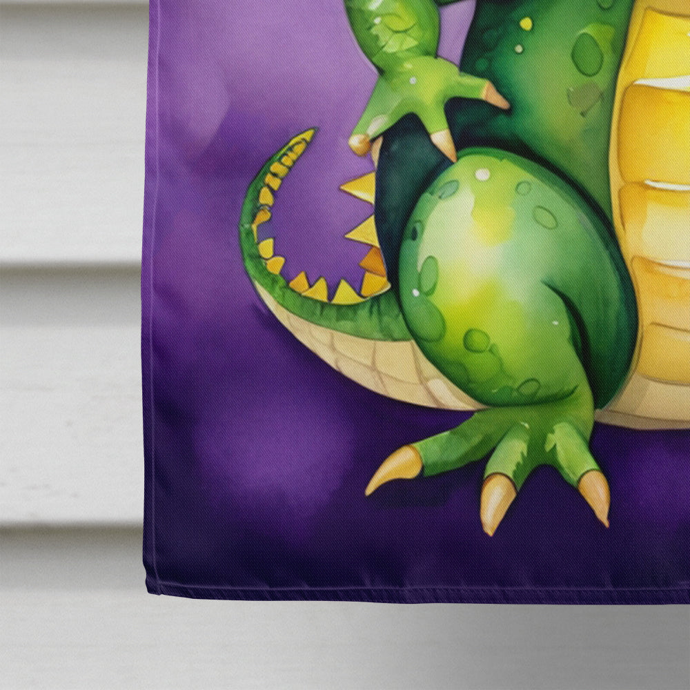 Alligator Mardi Gras House Flag 28x40 Porch Sleeve Pole Decorative Outside Yard Banner Artwork Wall Hanging, Polyester