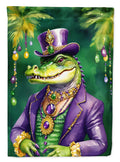 Alligator King of Mardi Gras House Flag 28x40 Porch Sleeve Pole Decorative Outside Yard Banner Artwork Wall Hanging, Polyester