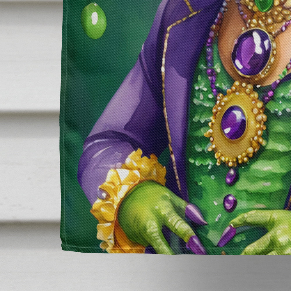 Alligator King of Mardi Gras House Flag 28x40 Porch Sleeve Pole Decorative Outside Yard Banner Artwork Wall Hanging, Polyester