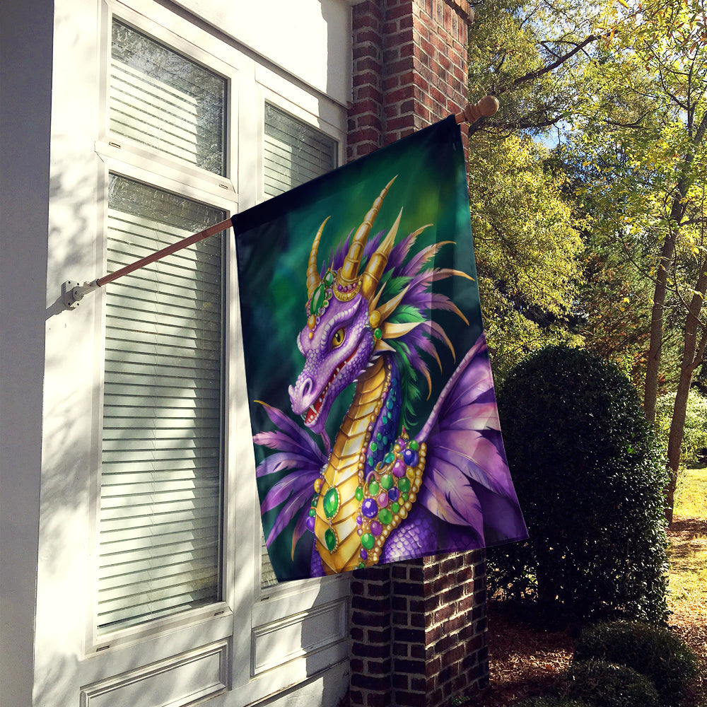 Dragon King of Mardi Gras House Flag 28x40 Porch Sleeve Pole Decorative Outside Yard Banner Artwork Wall Hanging, Polyester