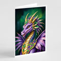Dragon King of Mardi Gras Greeting Cards Pack of 8 Blank Cards with Envelopes Whimsical A7 Size 5x7