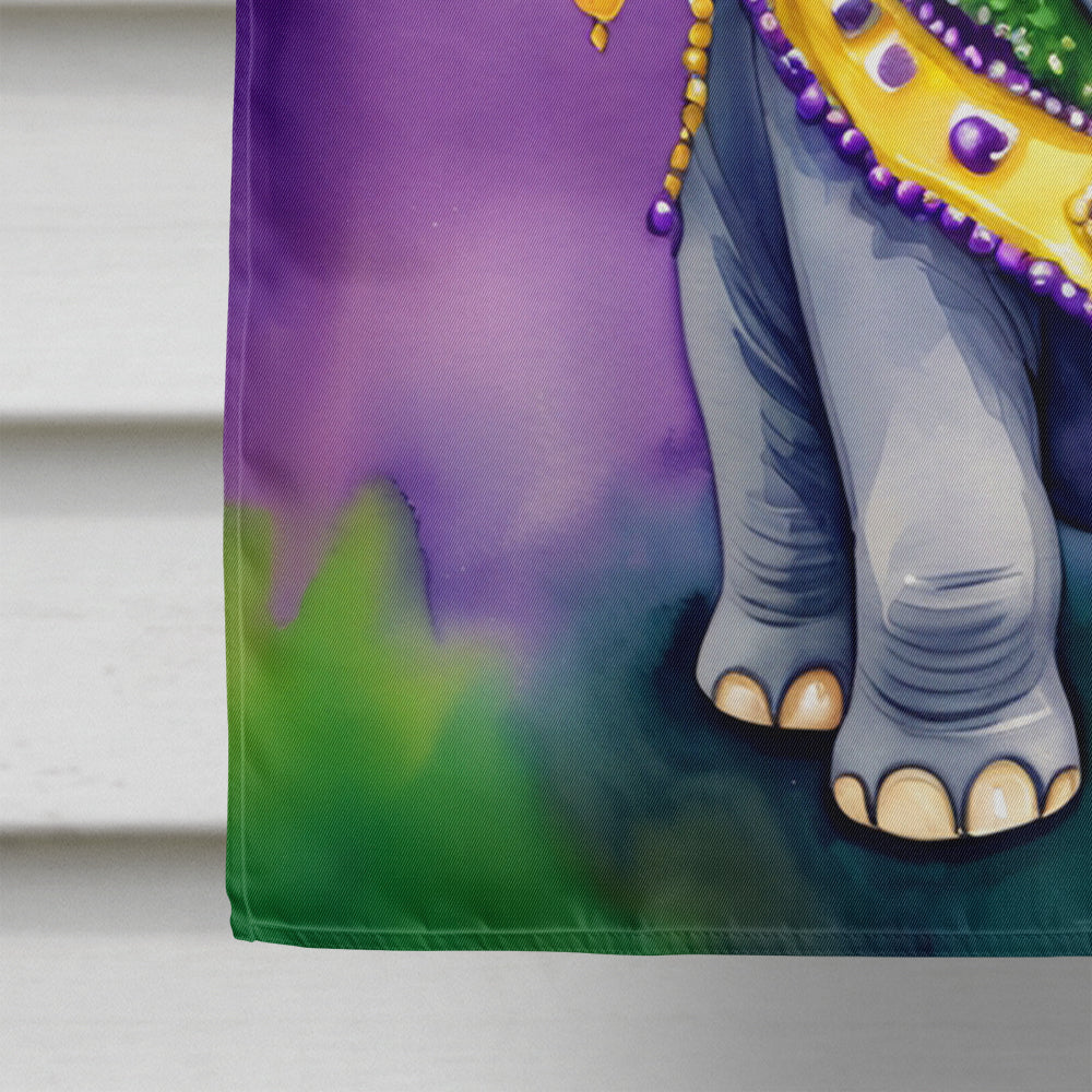 Elephant King of Mardi Gras House Flag 28x40 Porch Sleeve Pole Decorative Outside Yard Banner Artwork Wall Hanging, Polyester