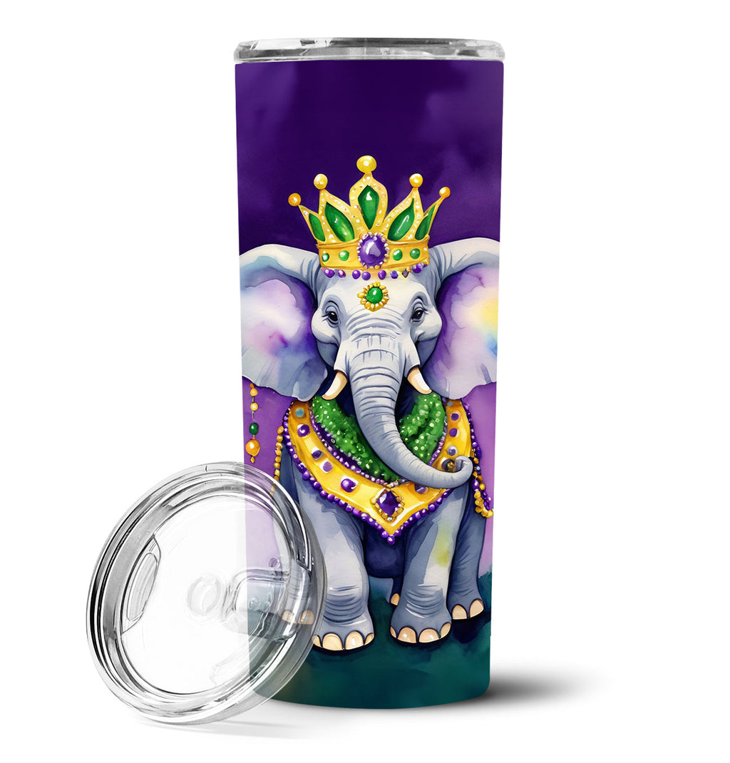 Elephant King of Mardi Gras Stainless Steel Skinny Tumbler 20 oz Vacuum Double Walled Reusable Insulated Travel Cup