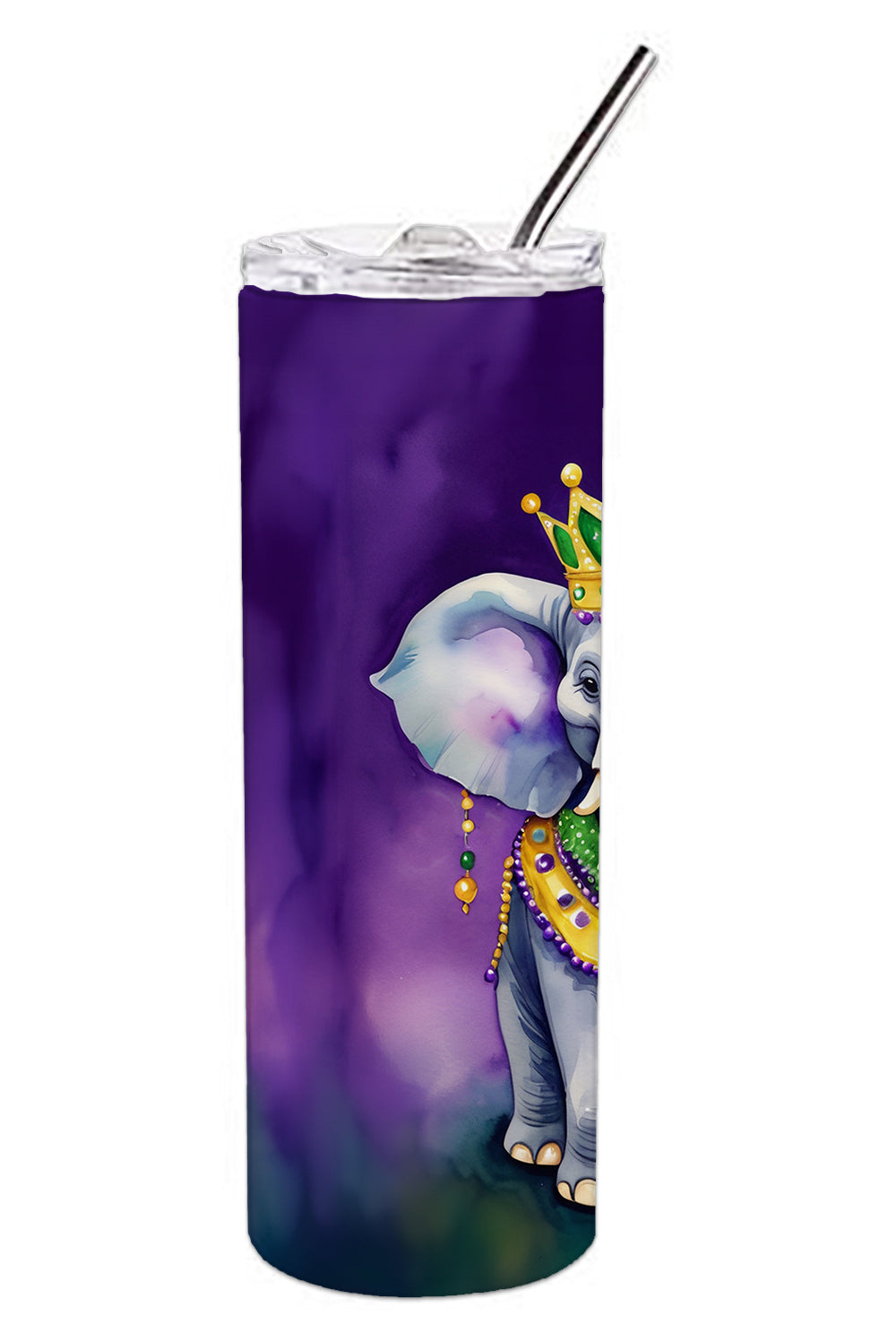 Elephant King of Mardi Gras Stainless Steel Skinny Tumbler 20 oz Vacuum Double Walled Reusable Insulated Travel Cup