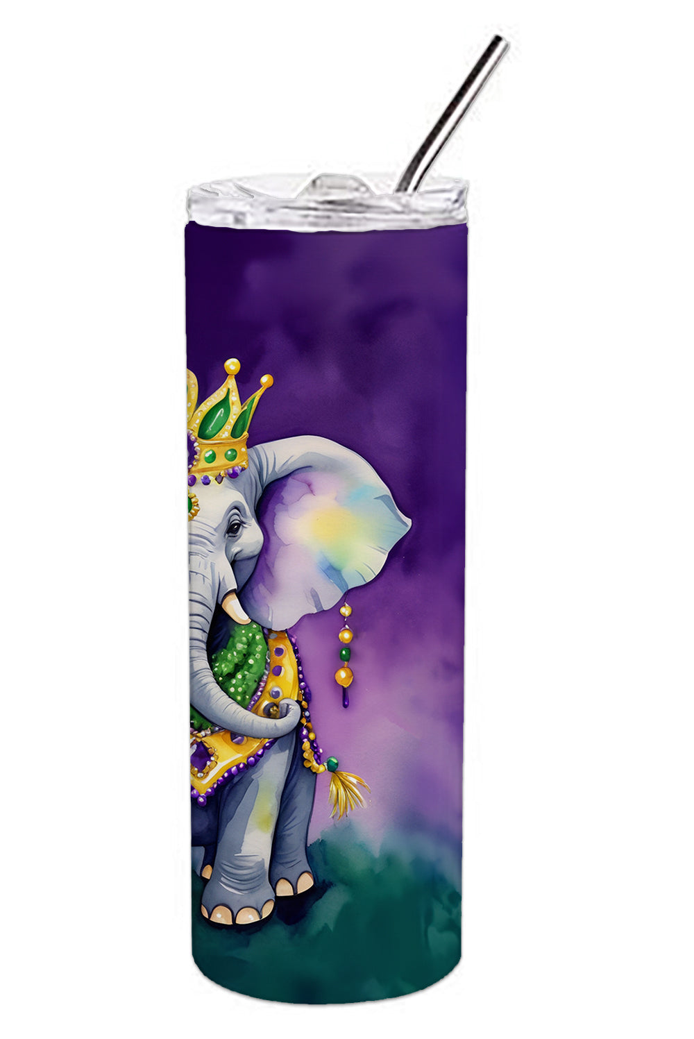 Elephant King of Mardi Gras Stainless Steel Skinny Tumbler 20 oz Vacuum Double Walled Reusable Insulated Travel Cup