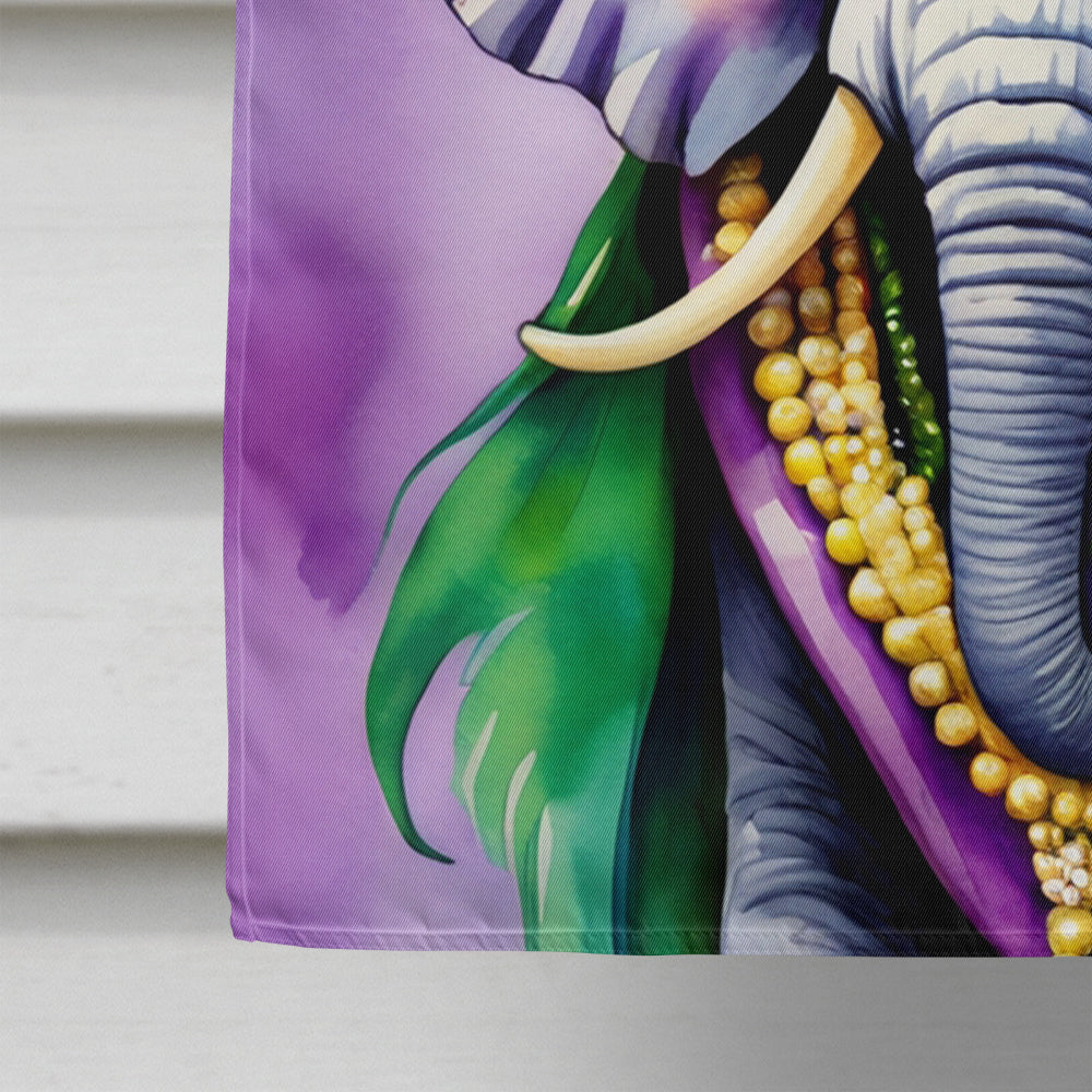 Elephant King of Mardi Gras House Flag 28x40 Porch Sleeve Pole Decorative Outside Yard Banner Artwork Wall Hanging, Polyester