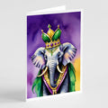 Elephant King of Mardi Gras Greeting Cards Pack of 8 Blank Cards with Envelopes Whimsical A7 Size 5x7
