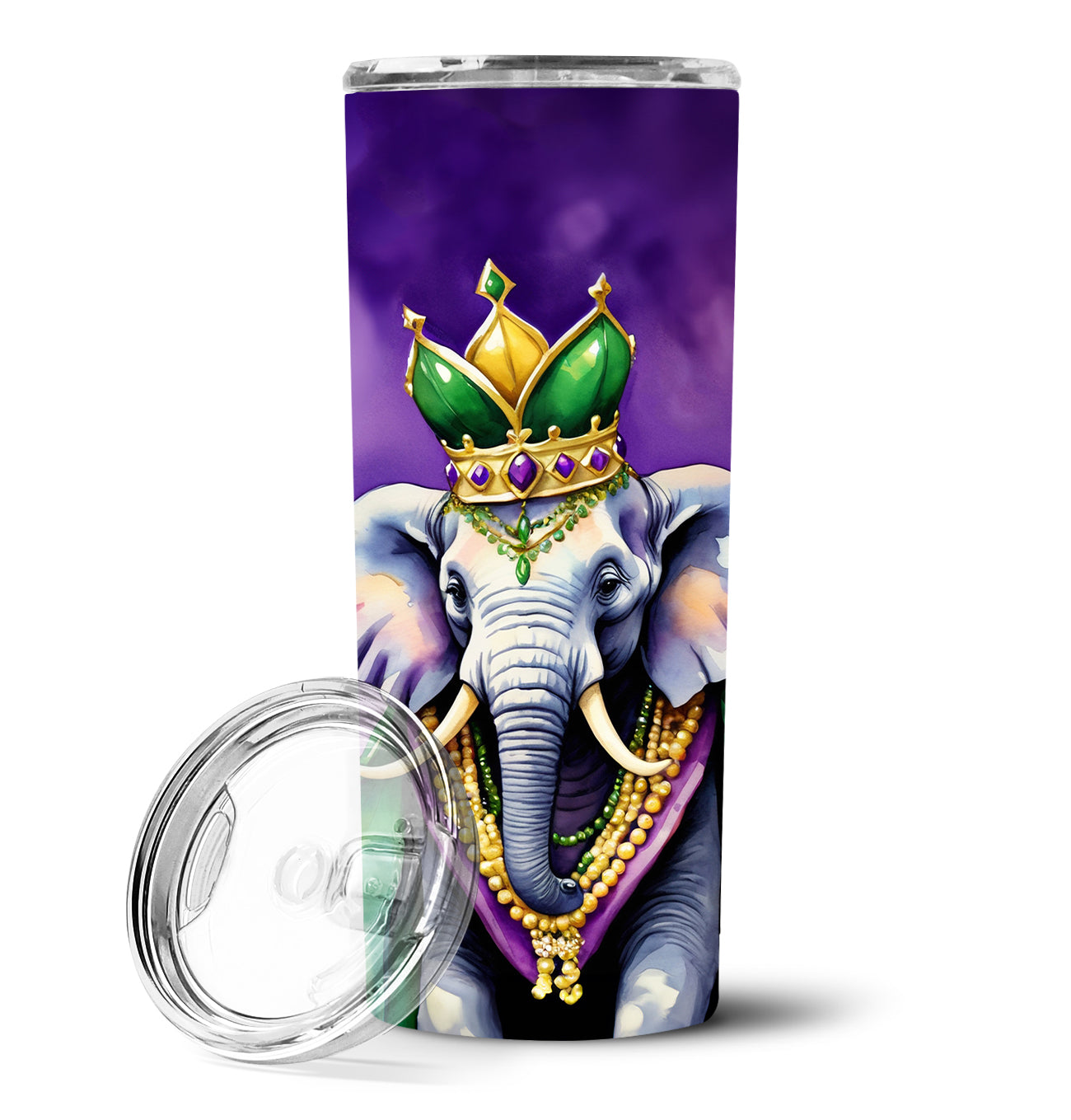 Elephant King of Mardi Gras Stainless Steel Skinny Tumbler 20 oz Vacuum Double Walled Reusable Insulated Travel Cup