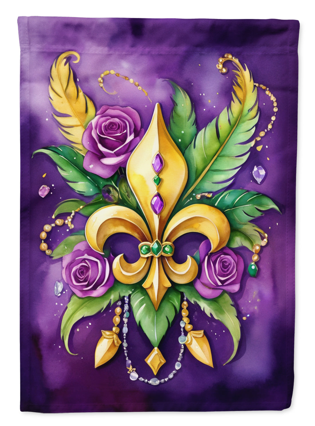 Fleur de lis Mardi Gras House Flag 28x40 Porch Sleeve Pole Decorative Outside Yard Banner Artwork Wall Hanging, Polyester