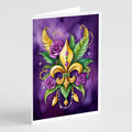 Fleur de lis Mardi Gras Greeting Cards Pack of 8 Blank Cards with Envelopes Whimsical A7 Size 5x7