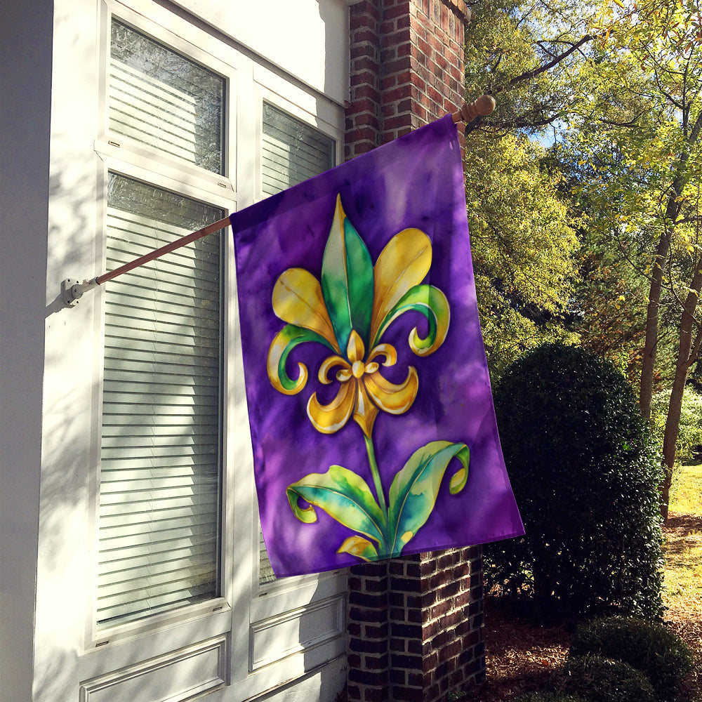 Fleur de lis Mardi Gras House Flag 28x40 Porch Sleeve Pole Decorative Outside Yard Banner Artwork Wall Hanging, Polyester