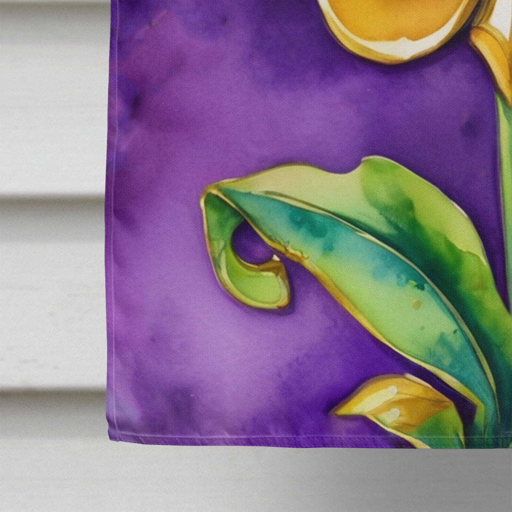 Fleur de lis Mardi Gras House Flag 28x40 Porch Sleeve Pole Decorative Outside Yard Banner Artwork Wall Hanging, Polyester