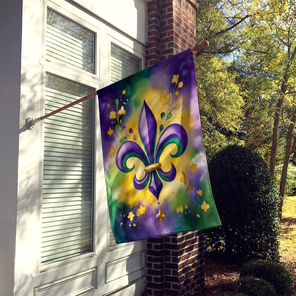Fleur de lis Mardi Gras House Flag 28x40 Porch Sleeve Pole Decorative Outside Yard Banner Artwork Wall Hanging, Polyester