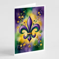Fleur de lis Mardi Gras Greeting Cards Pack of 8 Blank Cards with Envelopes Whimsical A7 Size 5x7