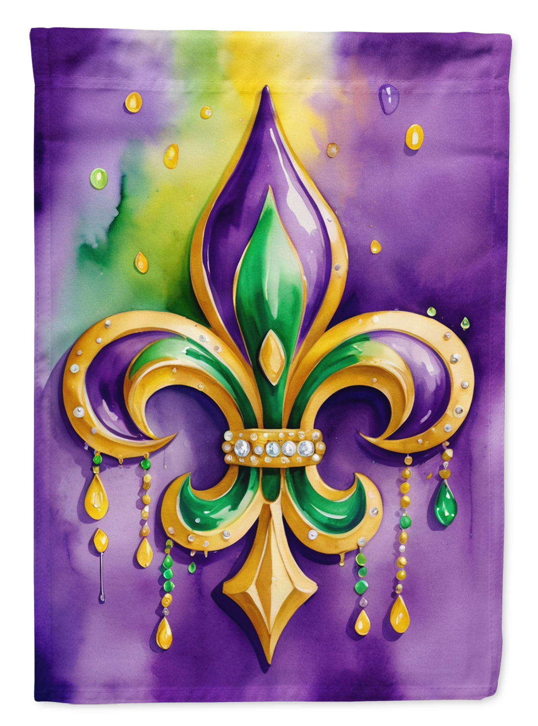 Fleur de lis Mardi Gras House Flag 28x40 Porch Sleeve Pole Decorative Outside Yard Banner Artwork Wall Hanging, Polyester